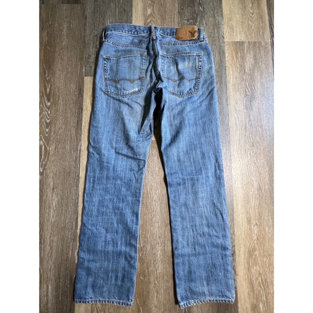 American Eagle Slim Straight Mens 29x30 Blue Jeans Good Faded 100% Cotton Denim - Picture 6 of 6